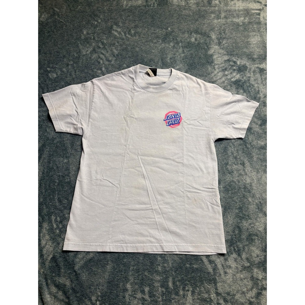 Santa Cruz Skateboard T-Shirt Men's L Light Blue Graphic Logo Alstyle Cotton Tee